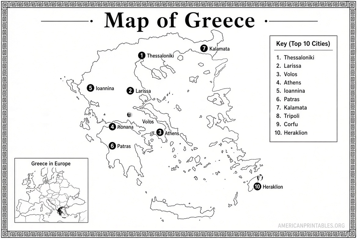 Free Printable Map of Greece PDF Downloads (4)
