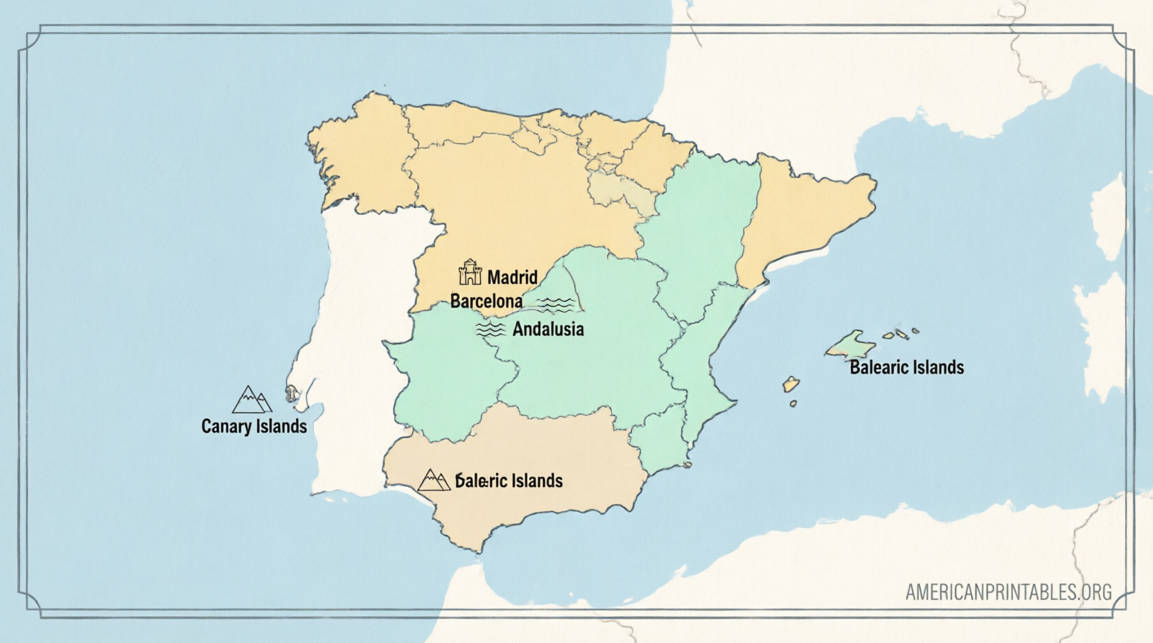 Free Printable Map of Spain – Download Now (2)