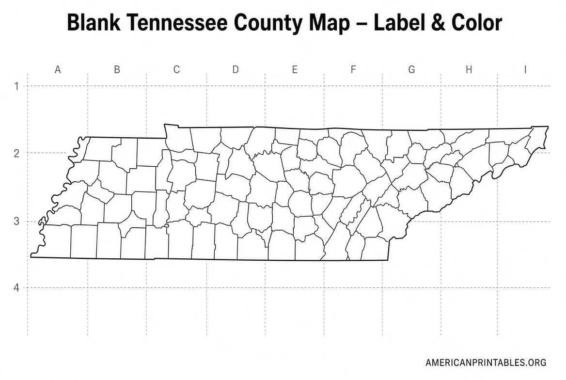 Free Printable Map of Tennessee Counties (3)