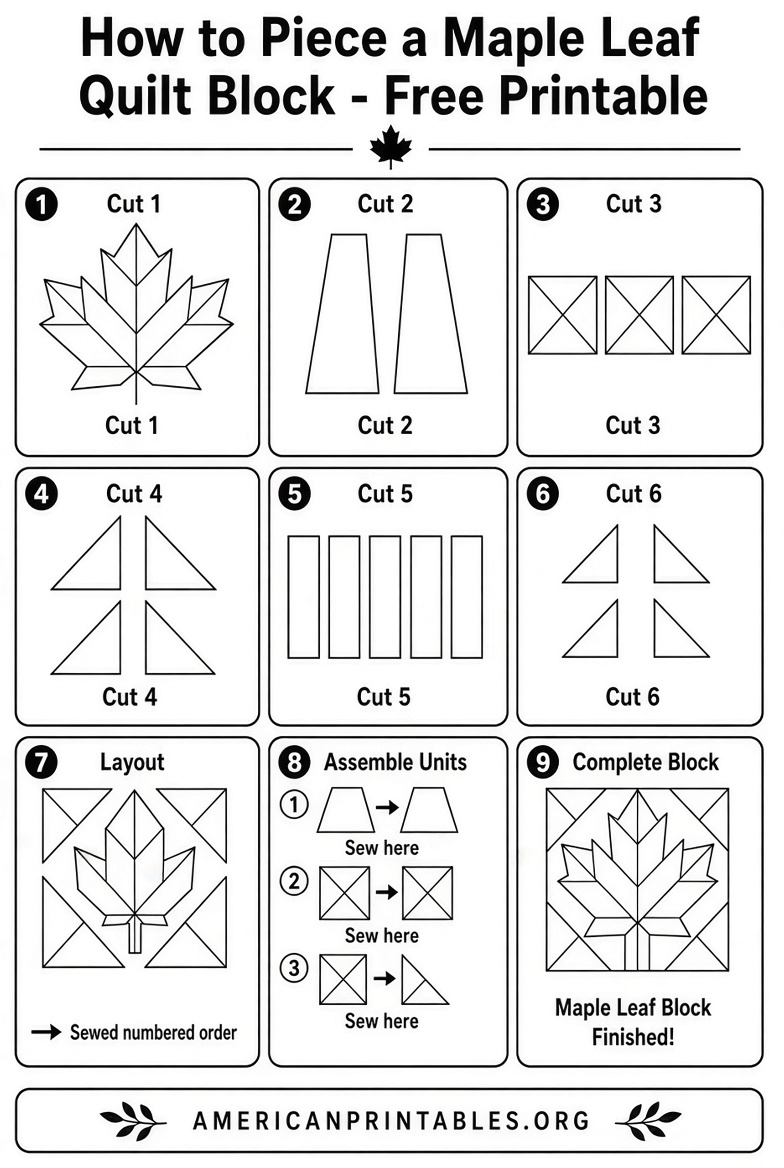 Free Printable Maple Leaf Quilt Pattern Guide (3)