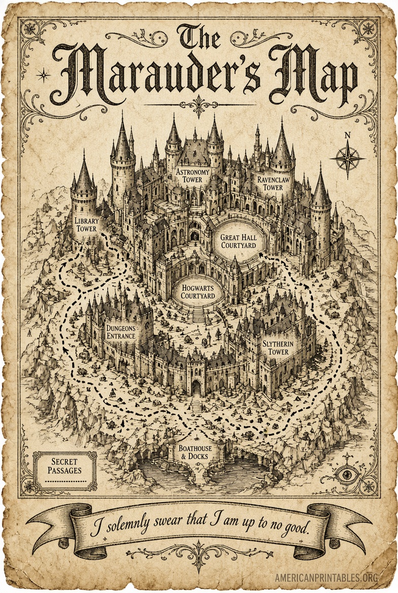Free Printable Marauder's Map Guide (USA) (1)