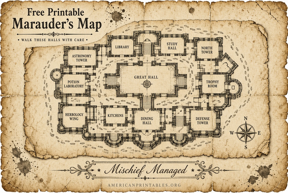 Free Printable Marauder's Map Guide (USA) (4)