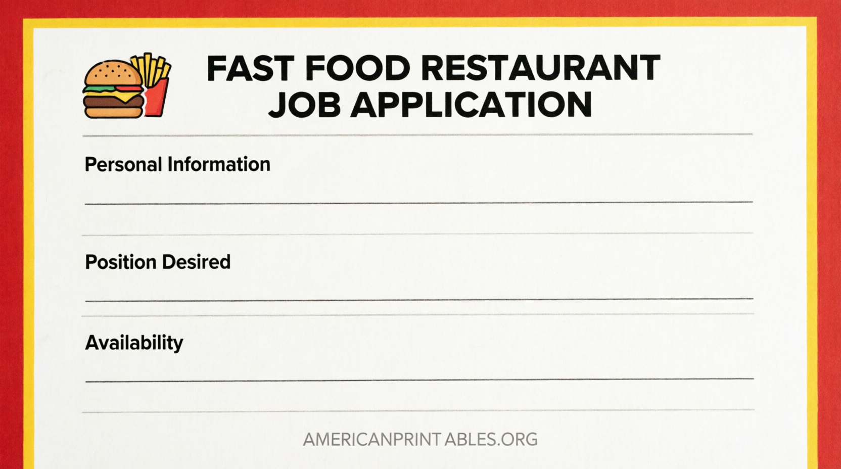 Free Printable McDonald's Job Application Form (1)