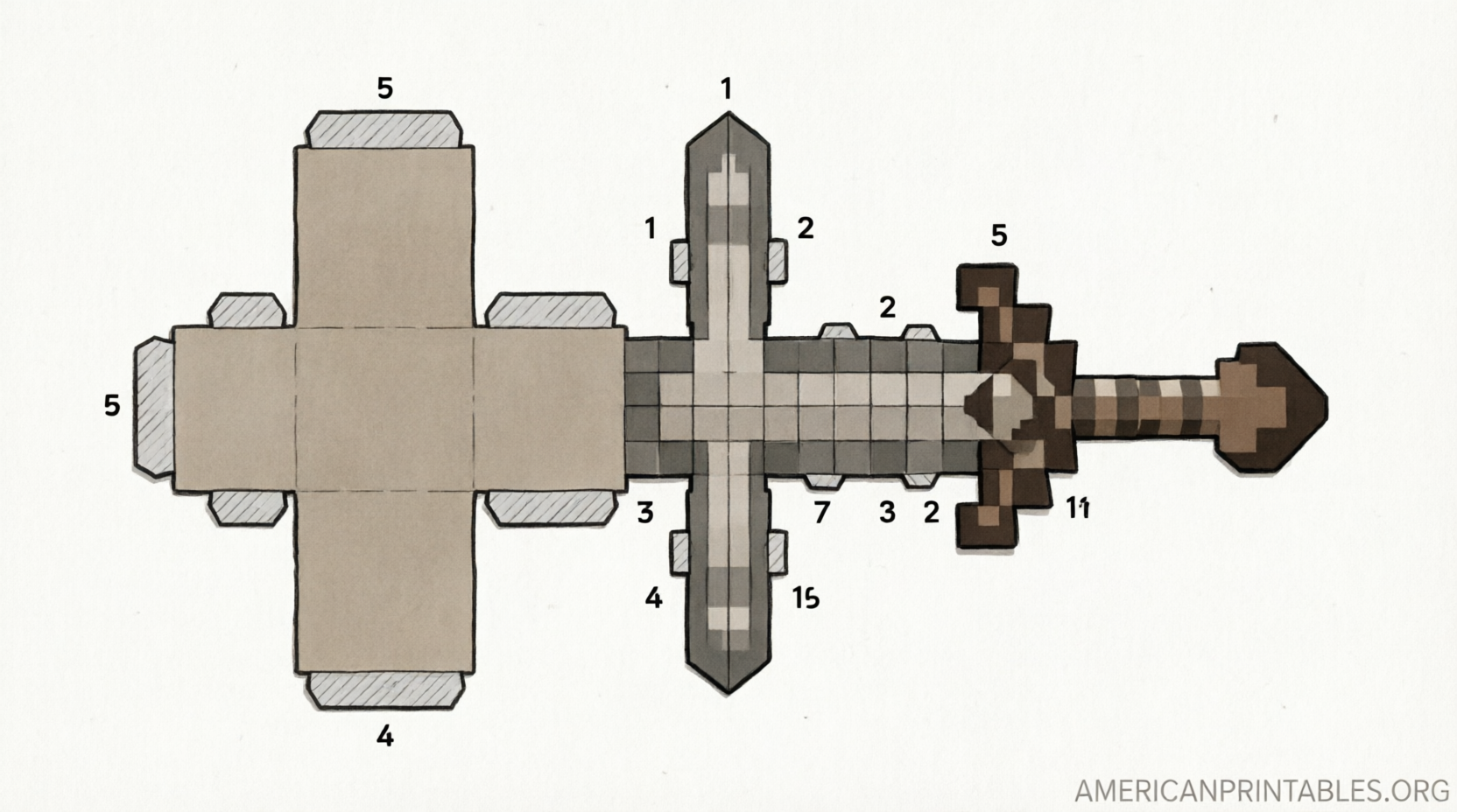 Free Printable Minecraft Sword Template Guide (1)