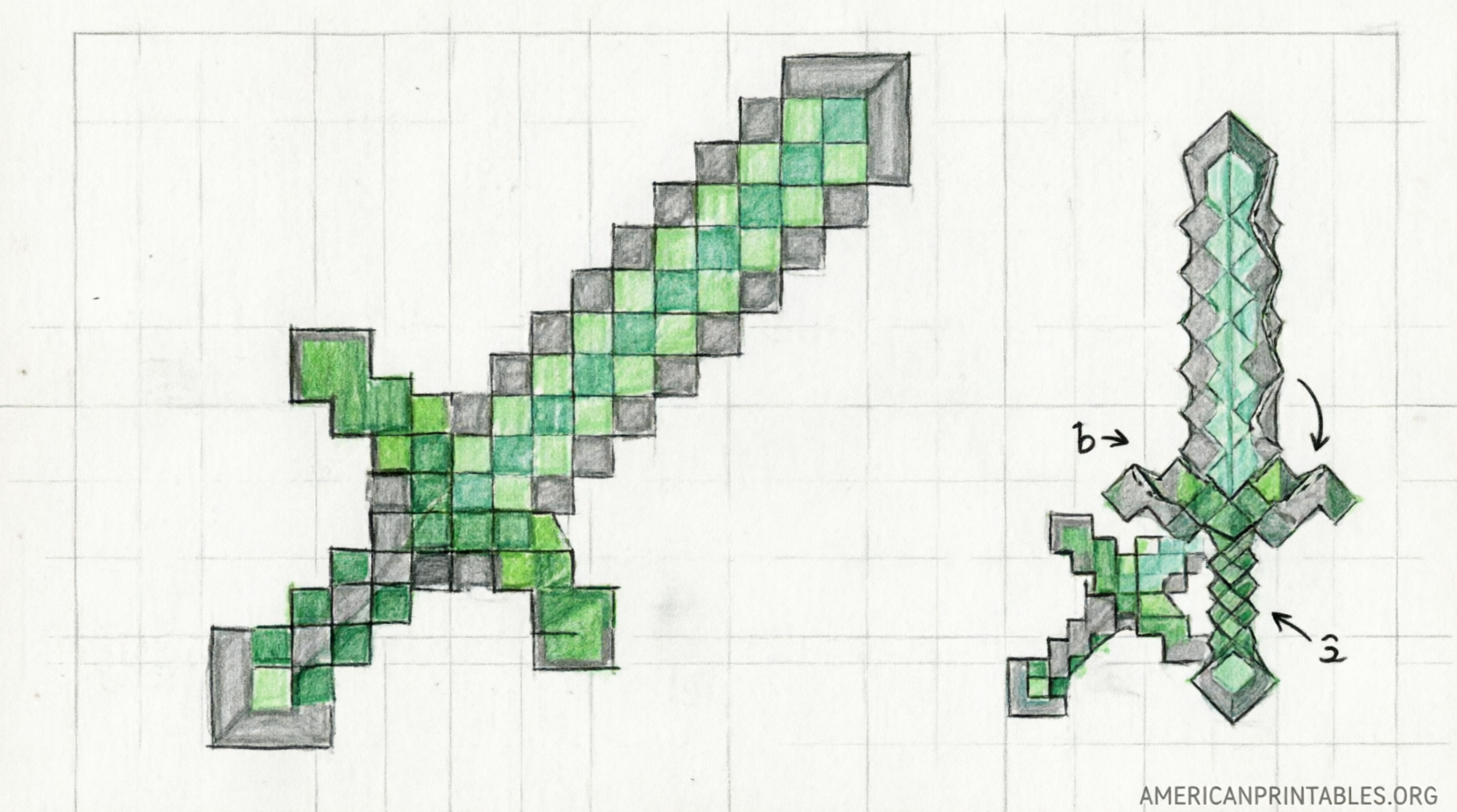 Free Printable Minecraft Sword Template Guide (3)