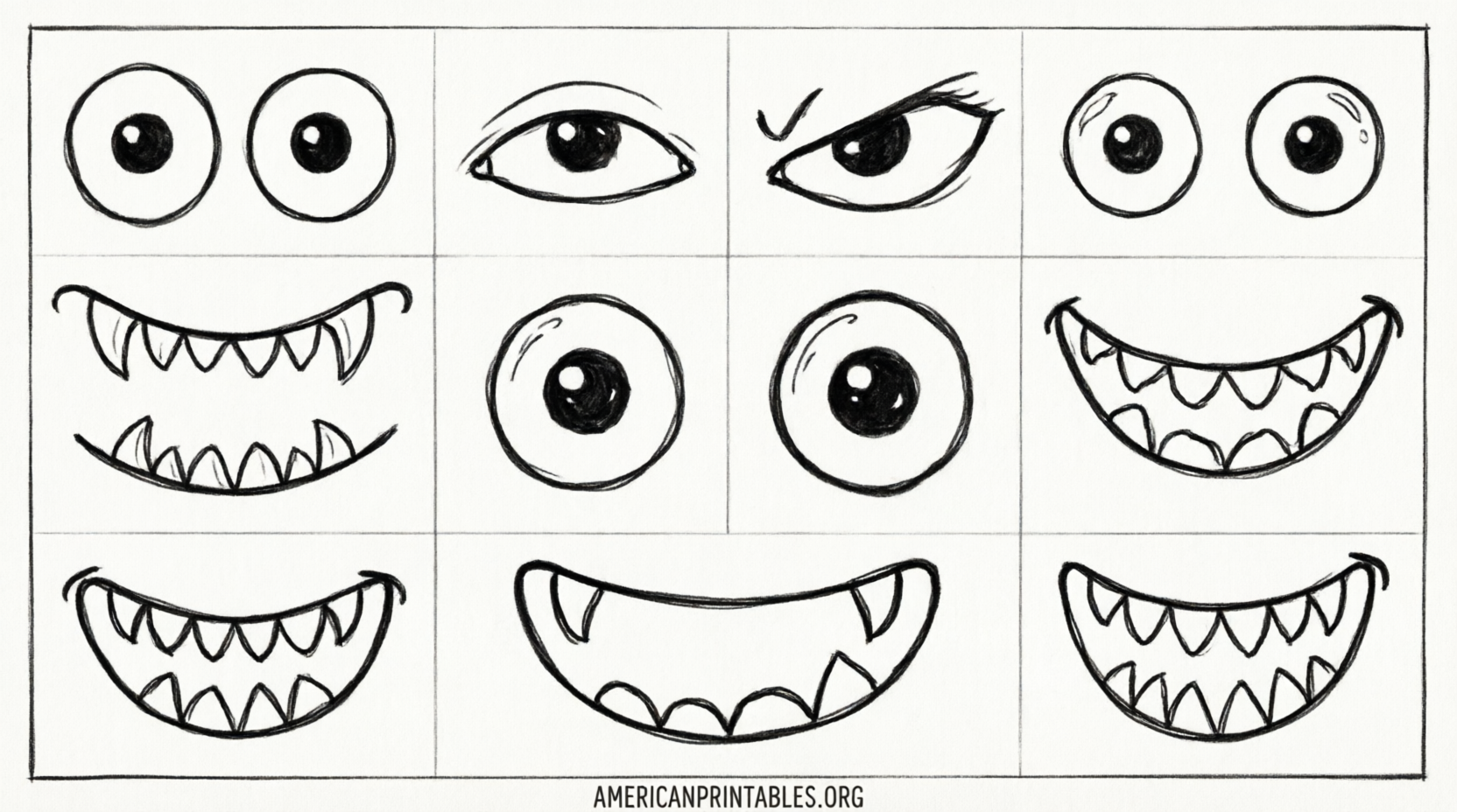 Free Printable Monster Eyes and Mouth (1)
