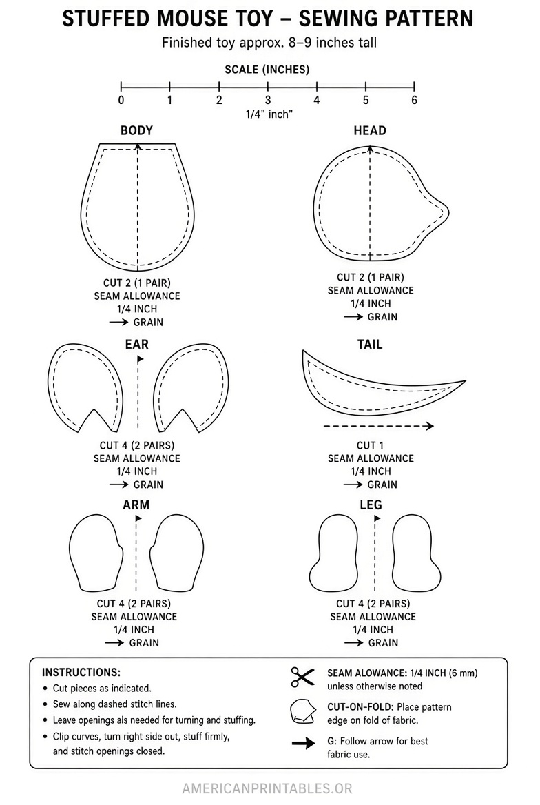 Free Printable Mouse Sewing Patterns (PDF) (1)