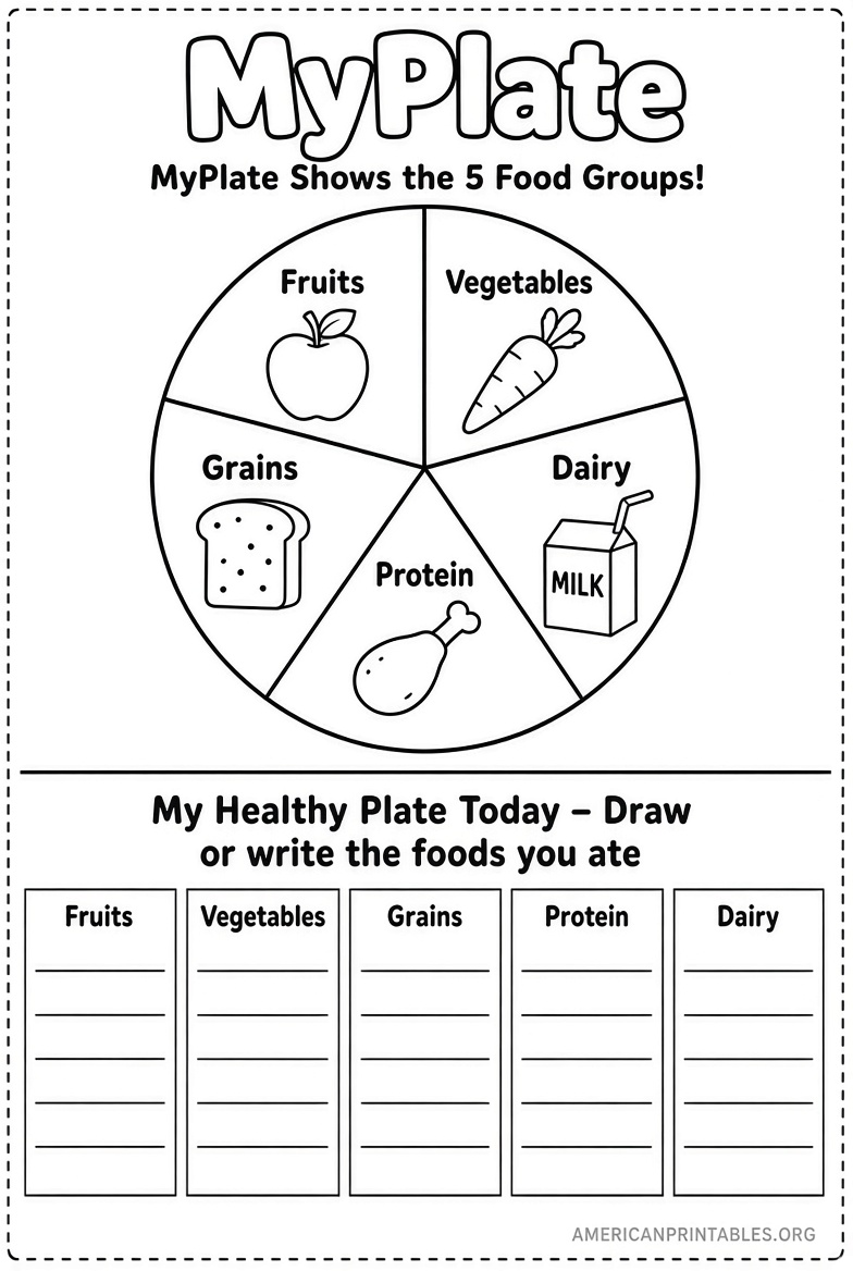 Free Printable MyPlate Worksheets for Kids (4)