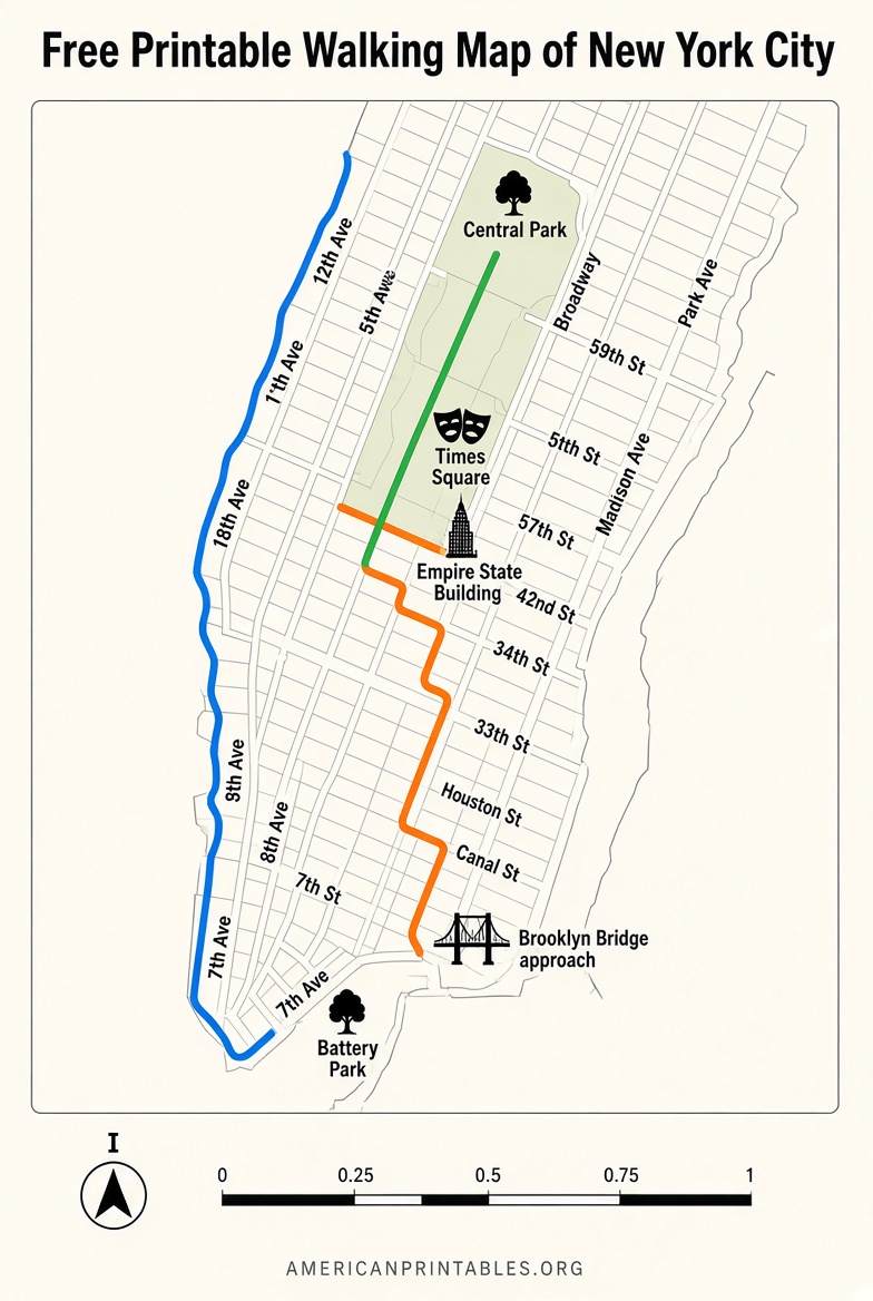 Free Printable NYC Walking Map Official Guides (1)