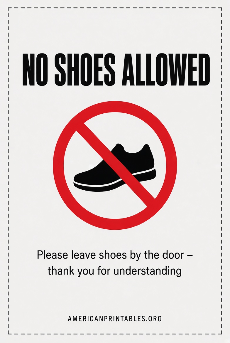 Free Printable No Shoes Sign Download Guide (2)