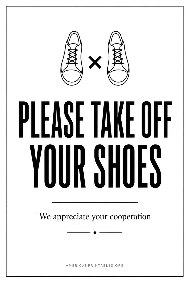 Free Printable No Shoes Sign Download Guide (3)