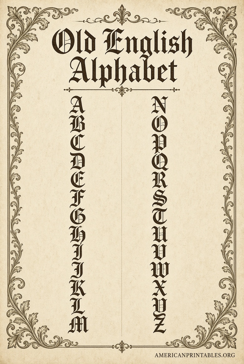 Free Printable Old English Alphabet A-Z (4)