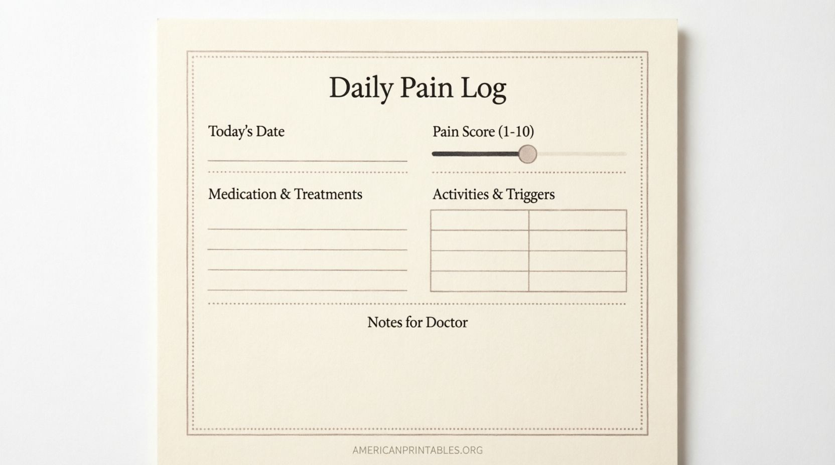 Free Printable Pain Diary Template (Daily Tracker) (2)