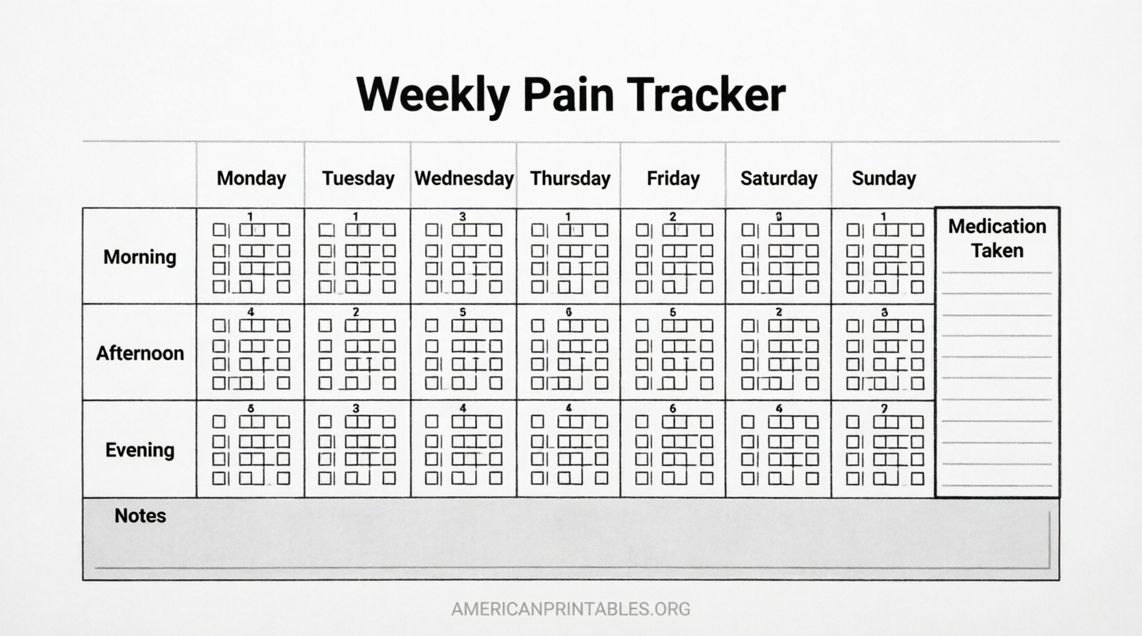 Free Printable Pain Diary Template (Daily Tracker) (4)