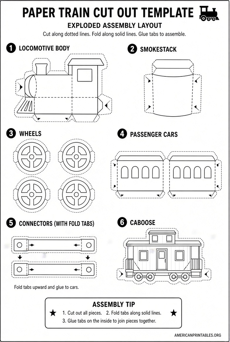 Free Printable Paper Train Cut Out Template (2)