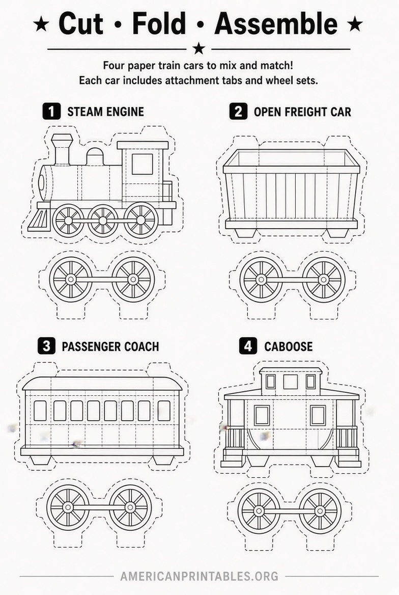 Free Printable Paper Train Cut Out Template (3)