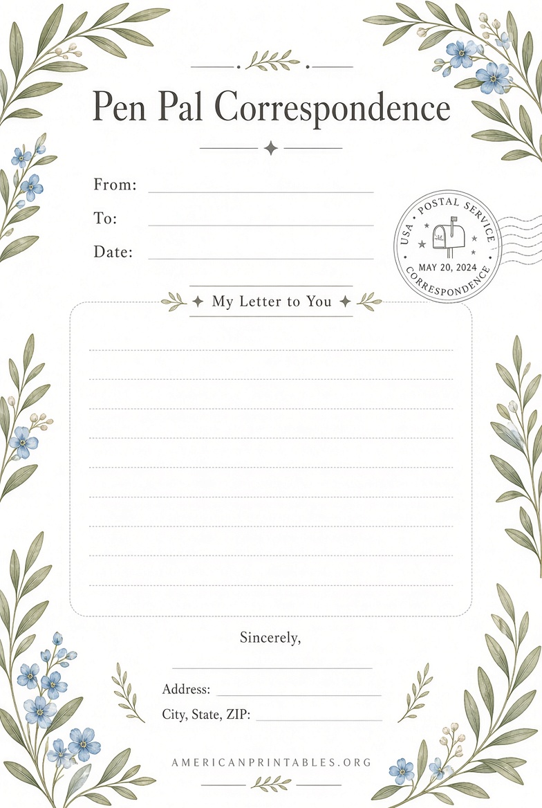 Free Printable Pen Pal Letter Templates (2)