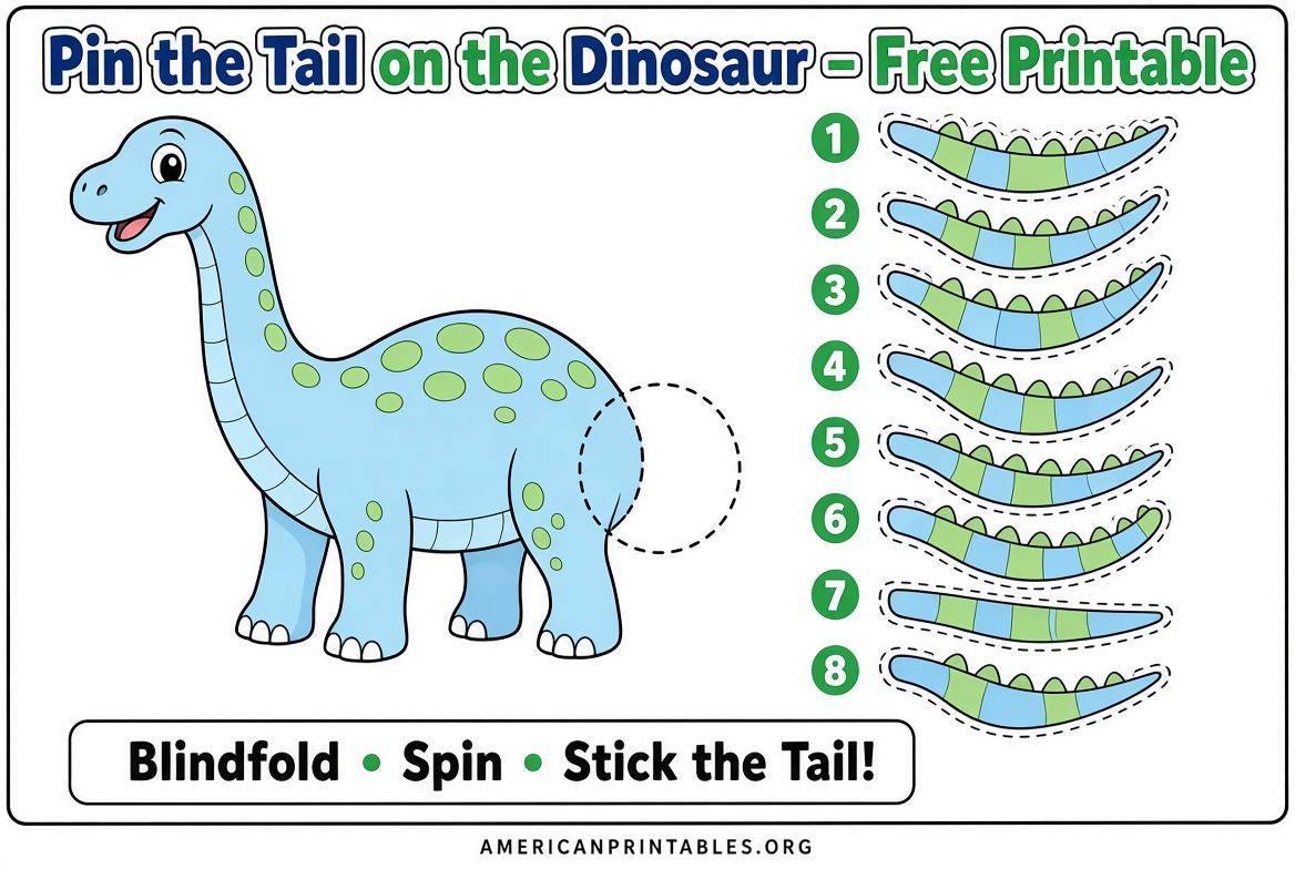 Free Printable Pin the Tail on the Dinosaur (1)