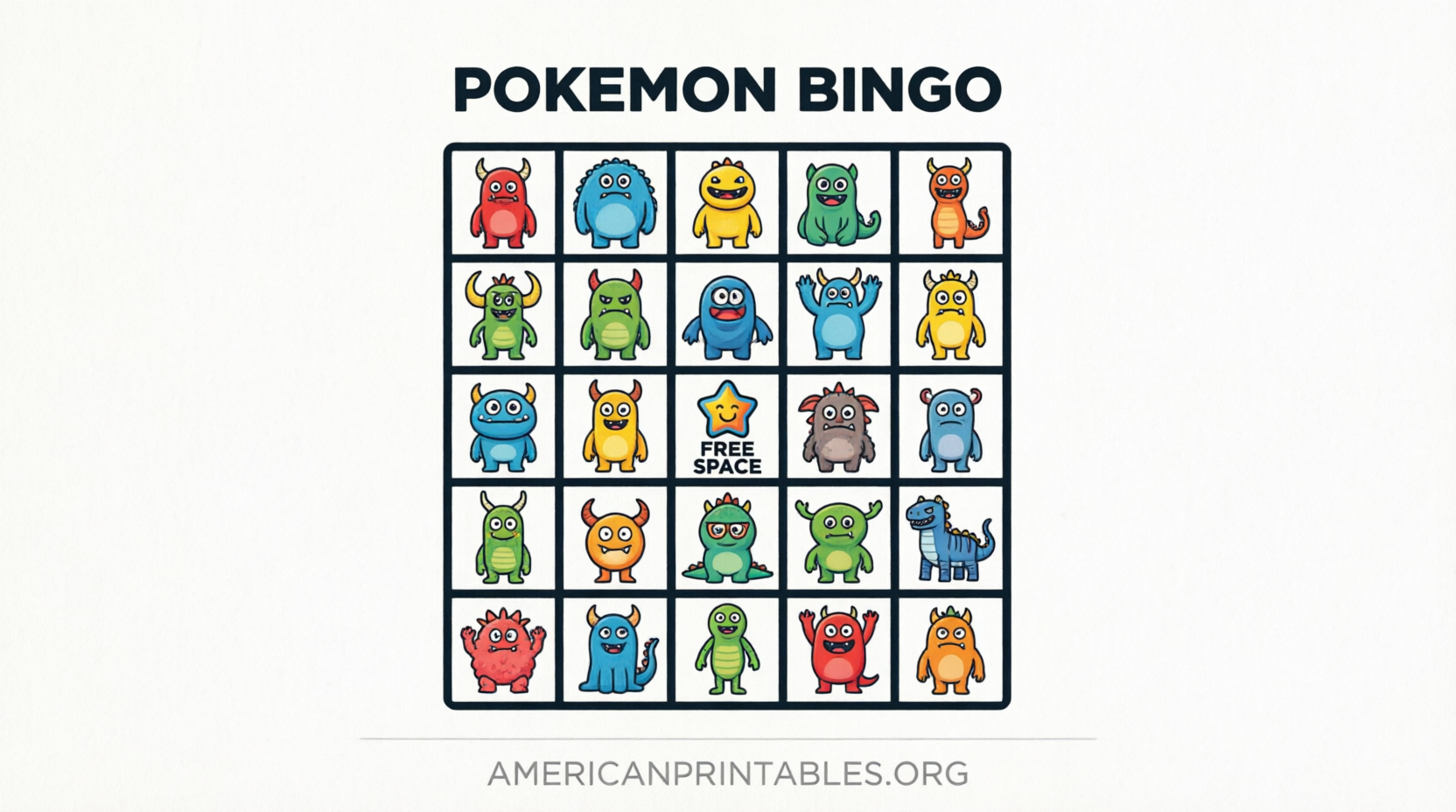 Free Printable Pokemon Bingo Cards (2)