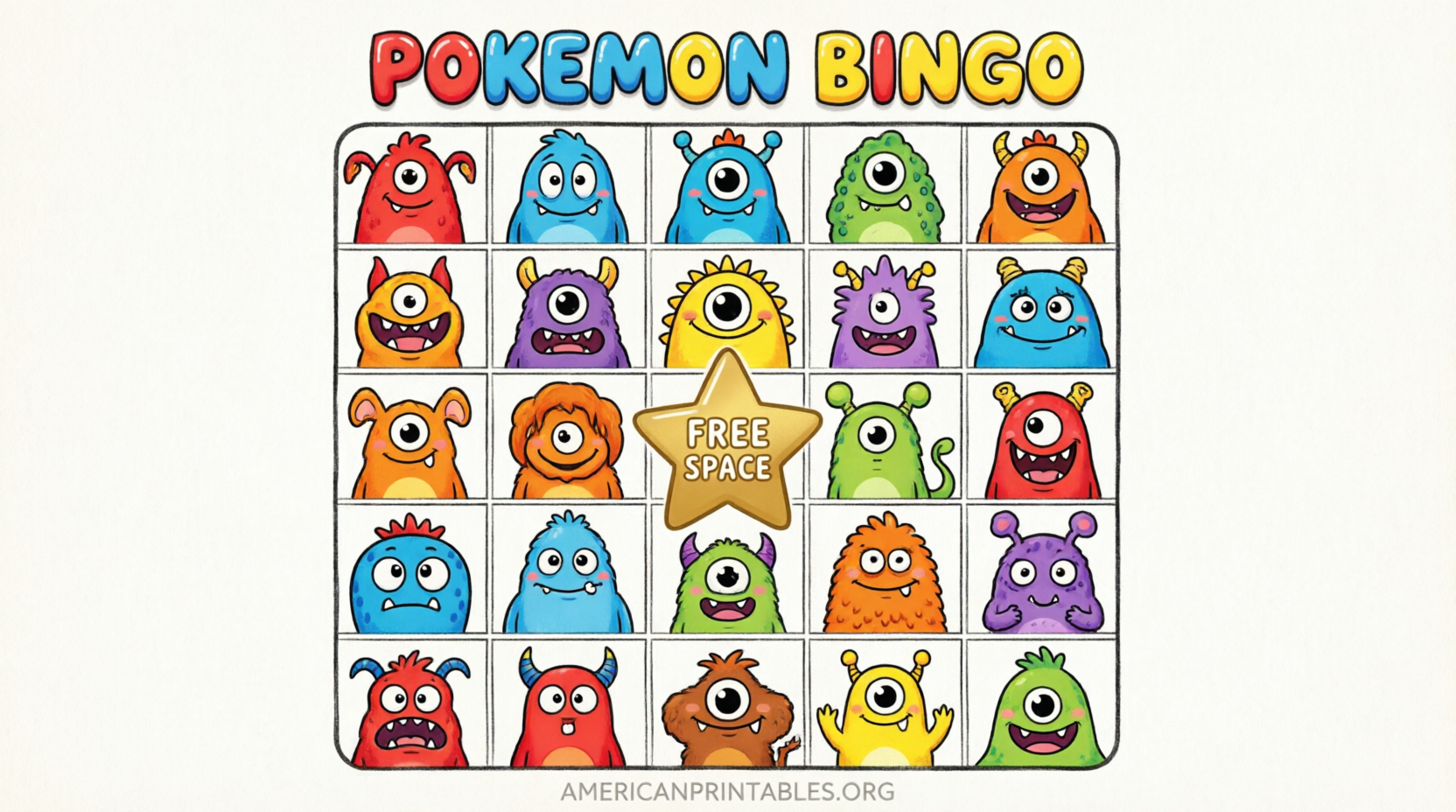 Free Printable Pokemon Bingo Cards (3)