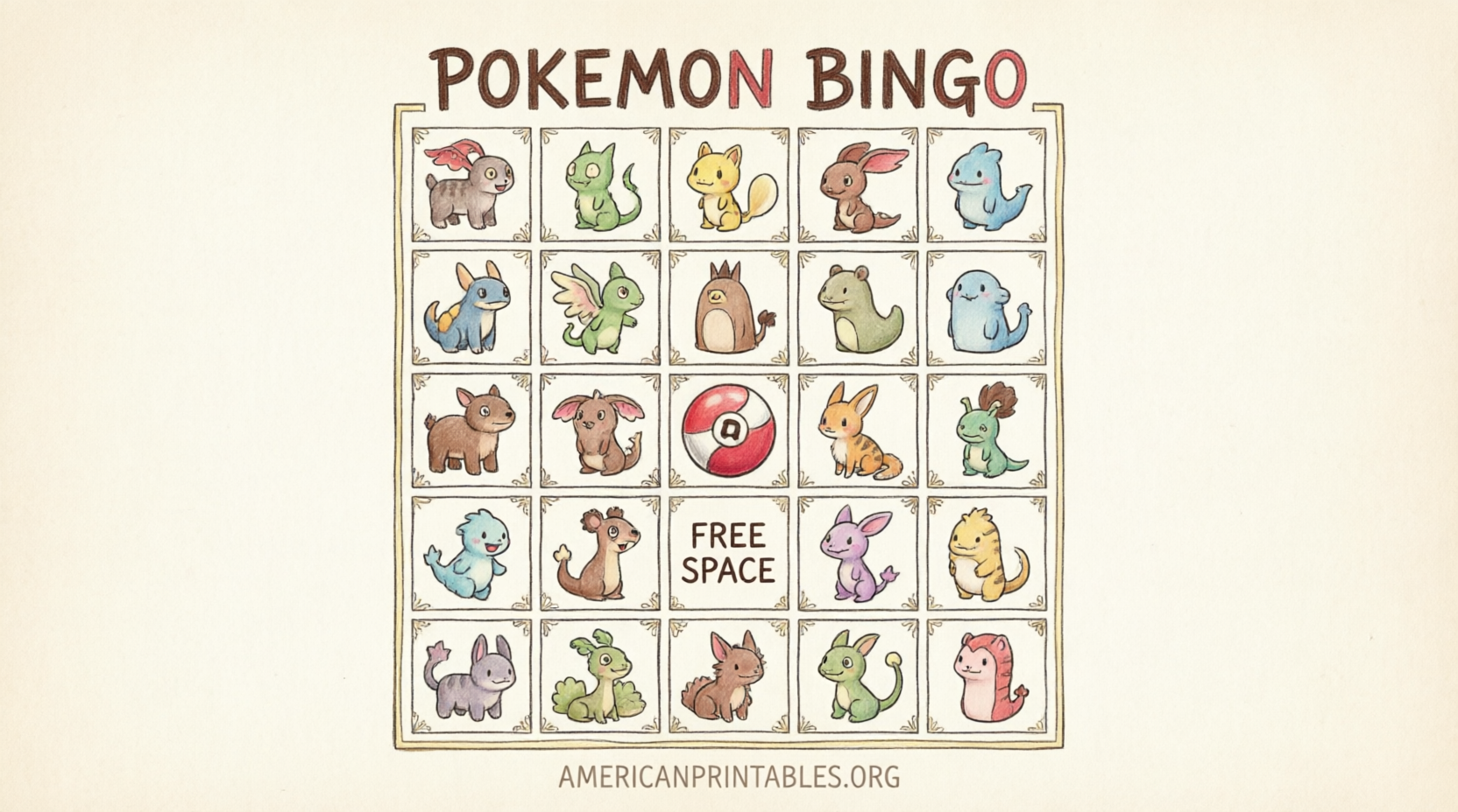 Free Printable Pokemon Bingo Cards (4)