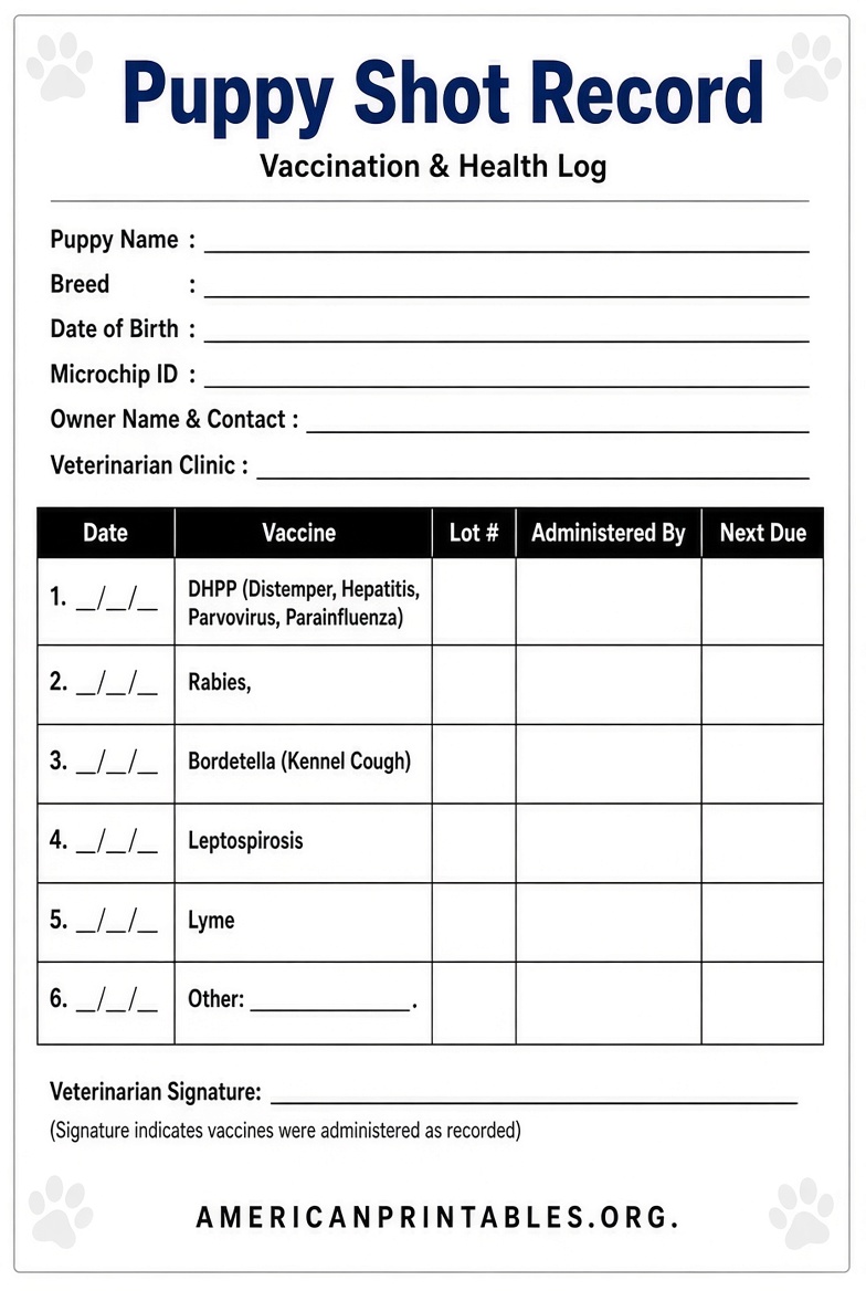 Free Printable Puppy Shot Record Template (1)