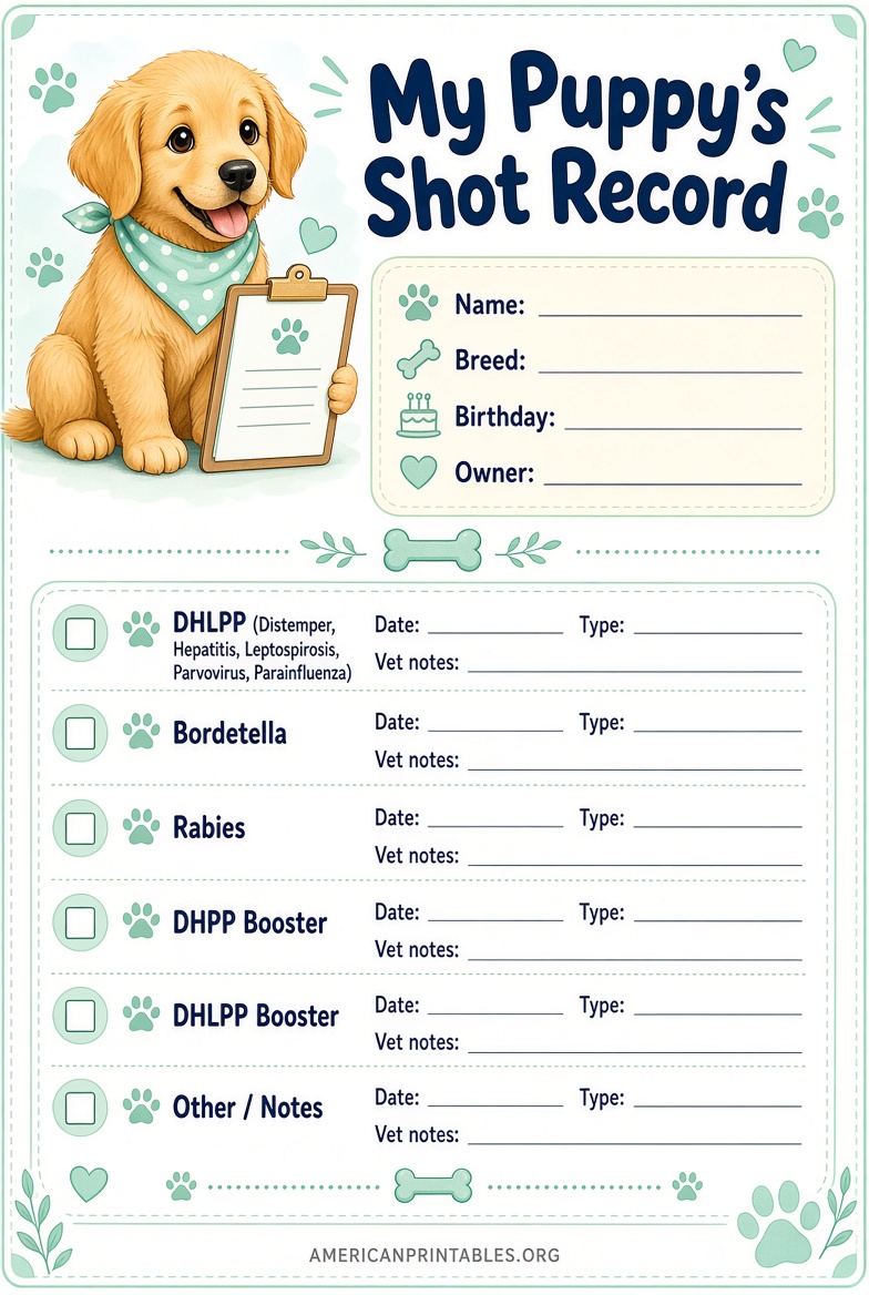 Free Printable Puppy Shot Record Template (4)