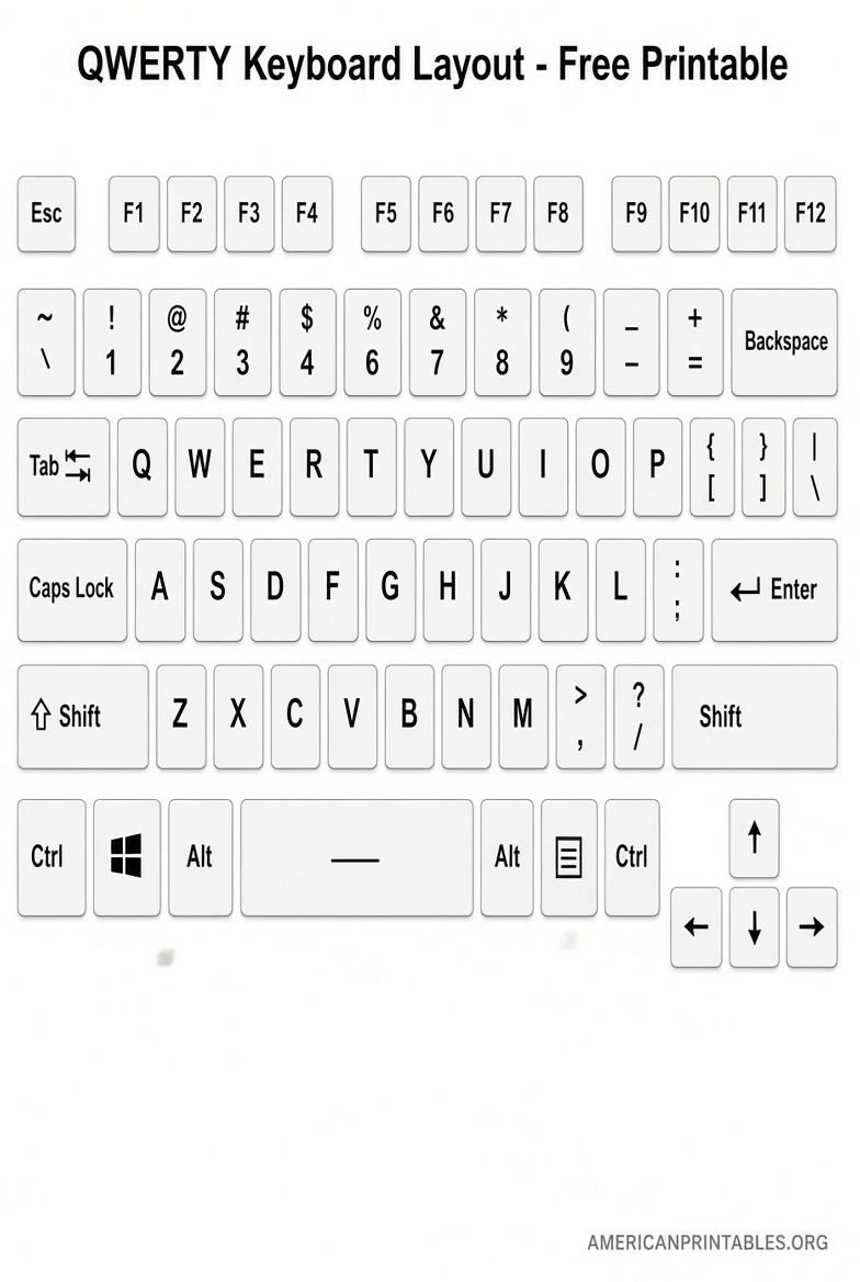 Free Printable QWERTY Keyboard Layout PDF (1)