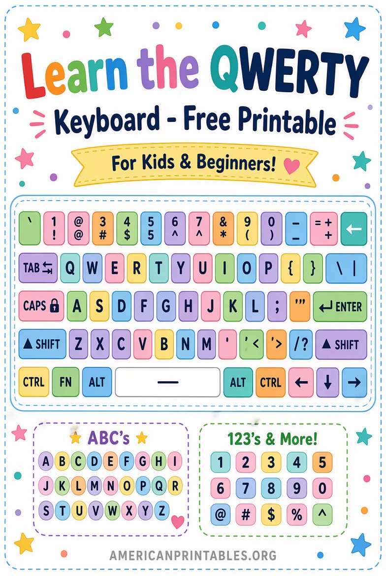 Free Printable QWERTY Keyboard Layout PDF (2)