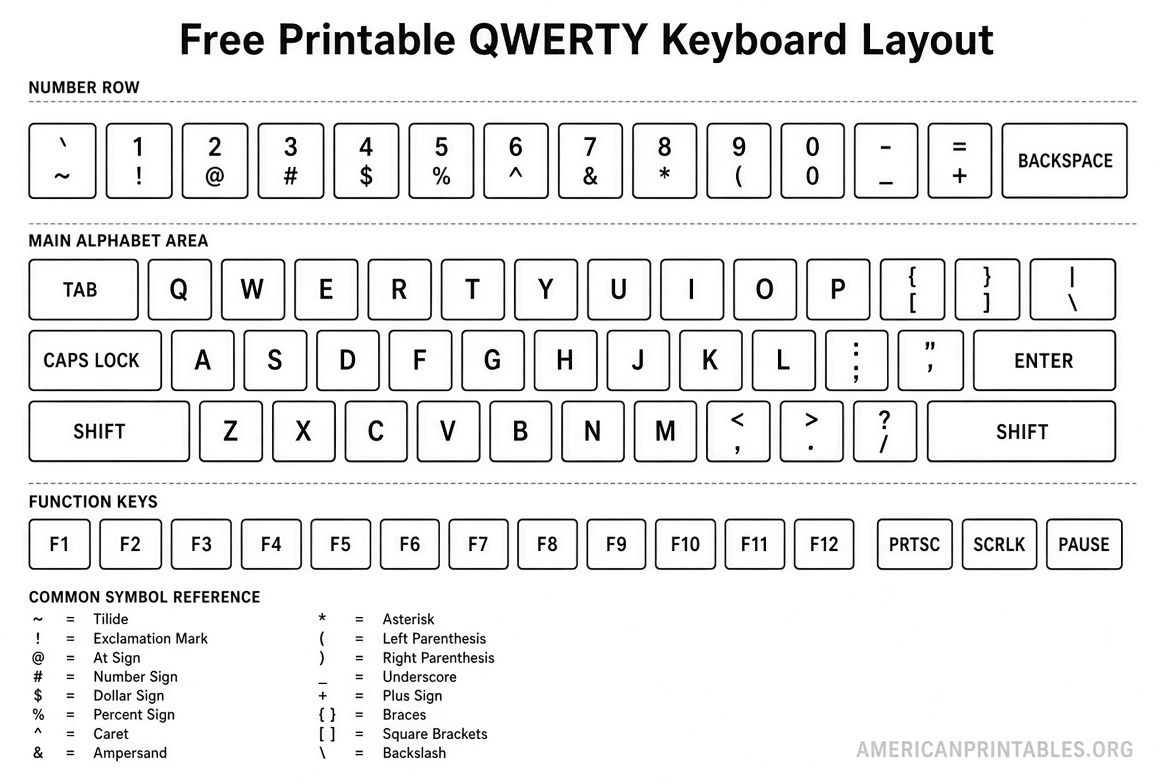 Free Printable QWERTY Keyboard Layout PDF (3)