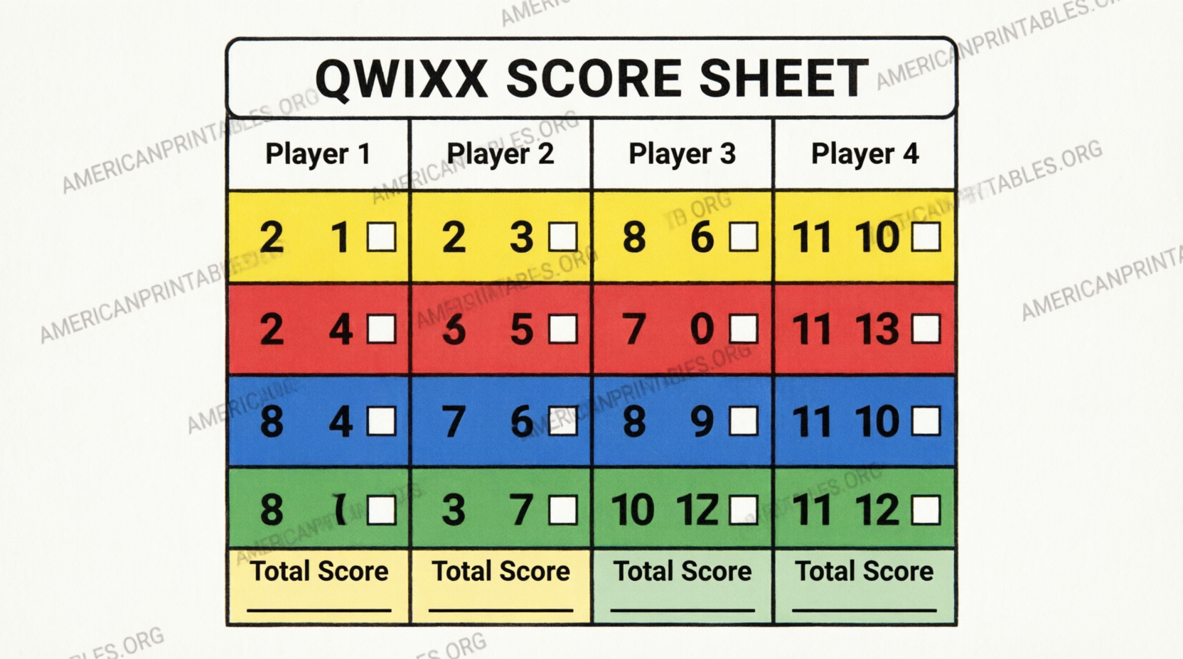 Free Printable Qwixx Score Sheets PDF (3)