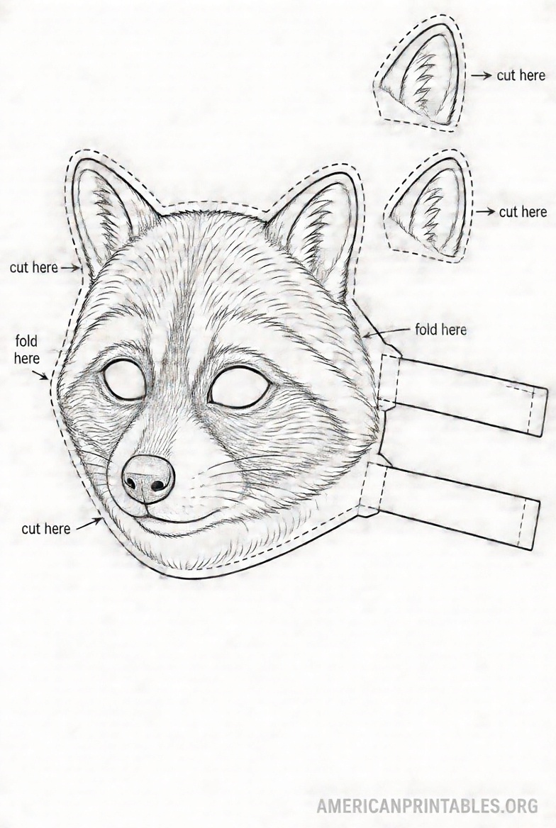 Free Printable Raccoon Mask Template (1)