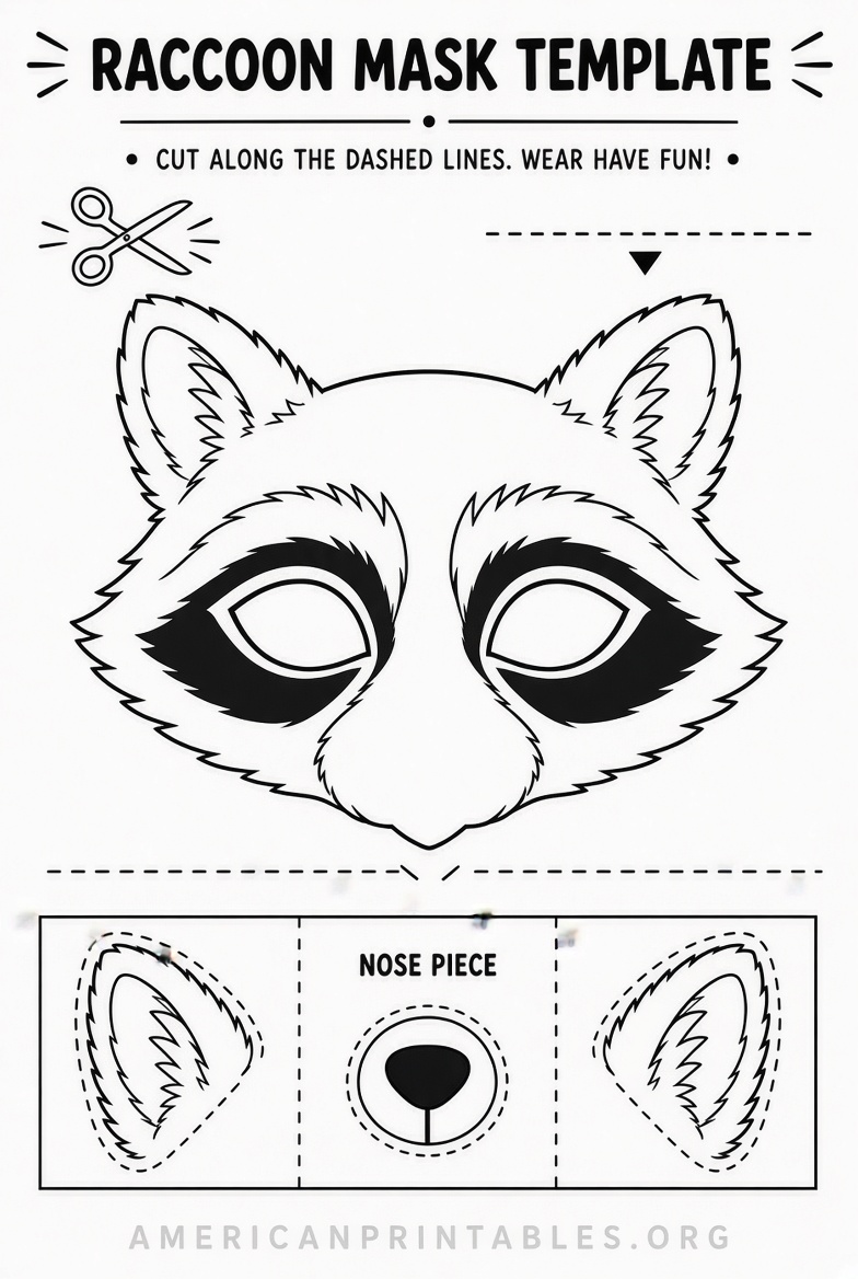Free Printable Raccoon Mask Template (3)