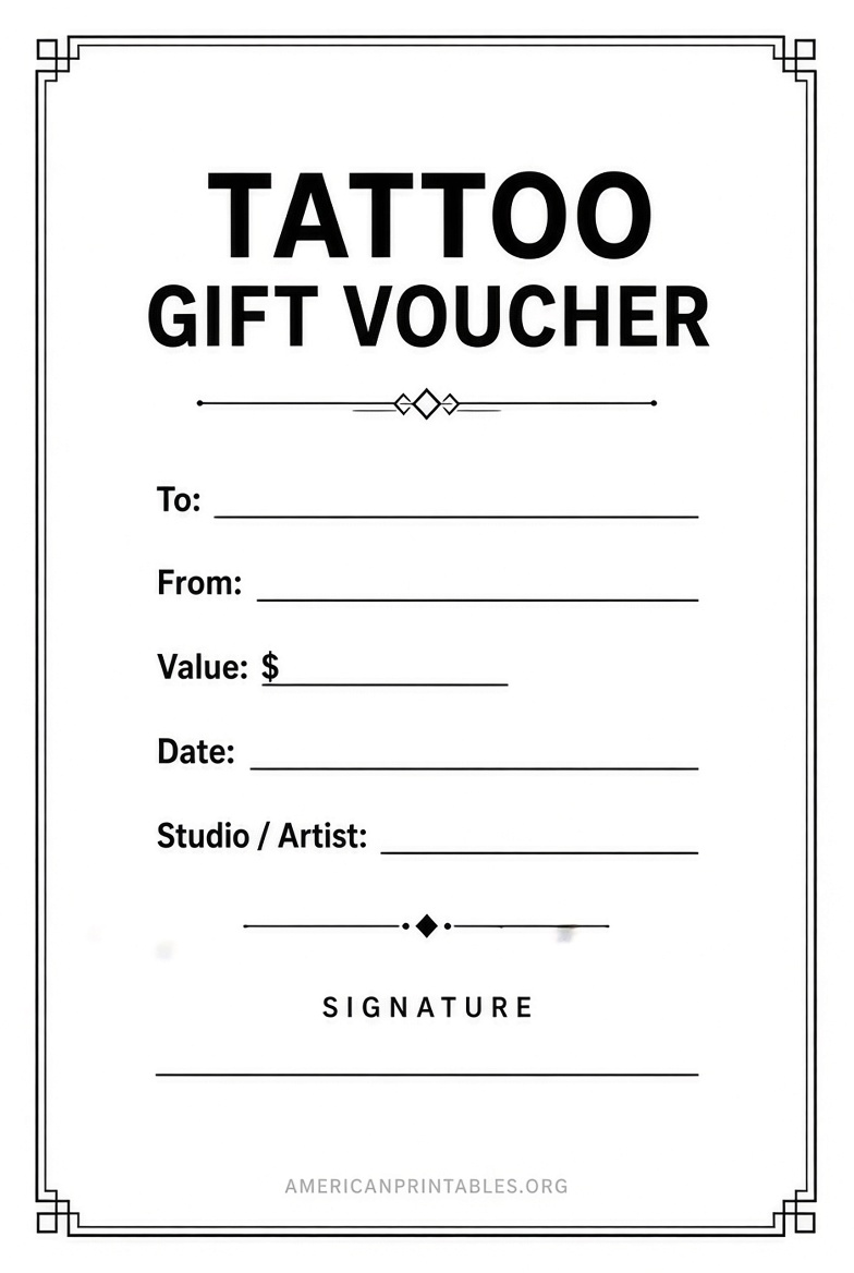 Free Printable Tattoo Voucher Template Guide (1)
