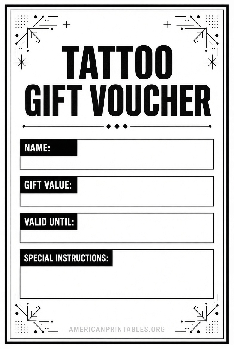Free Printable Tattoo Voucher Template Guide (2)