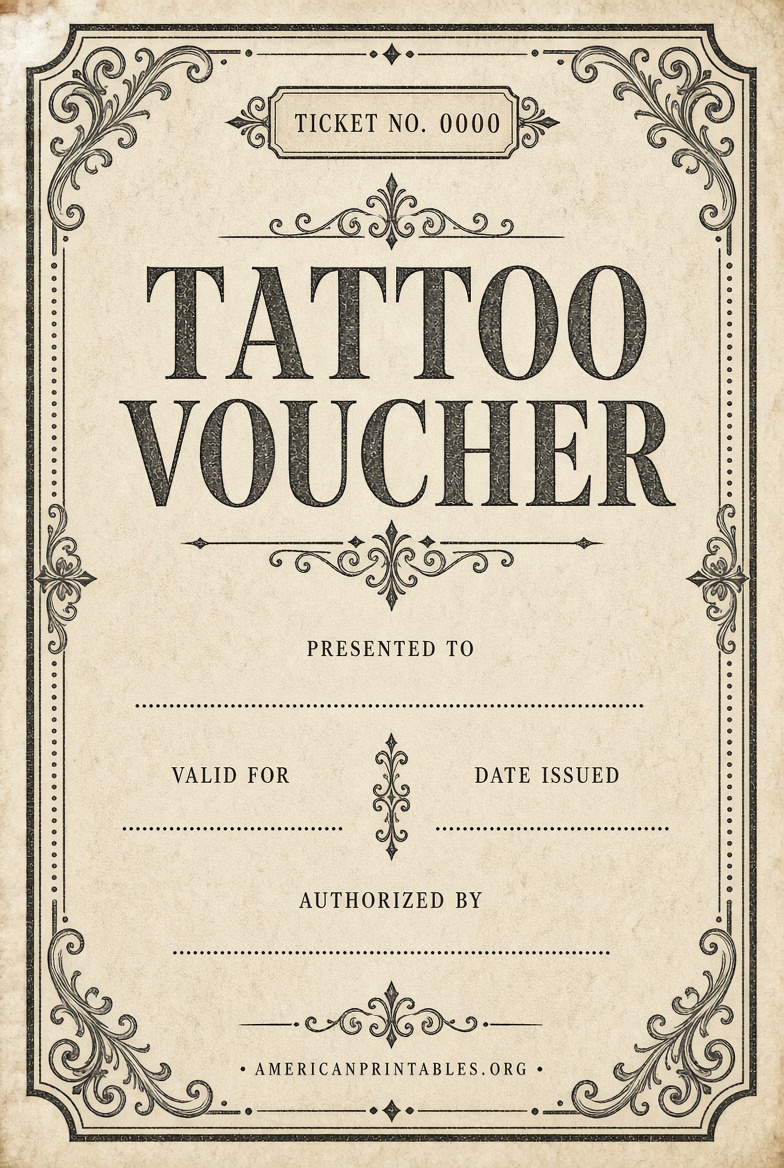 Free Printable Tattoo Voucher Template Guide (3)