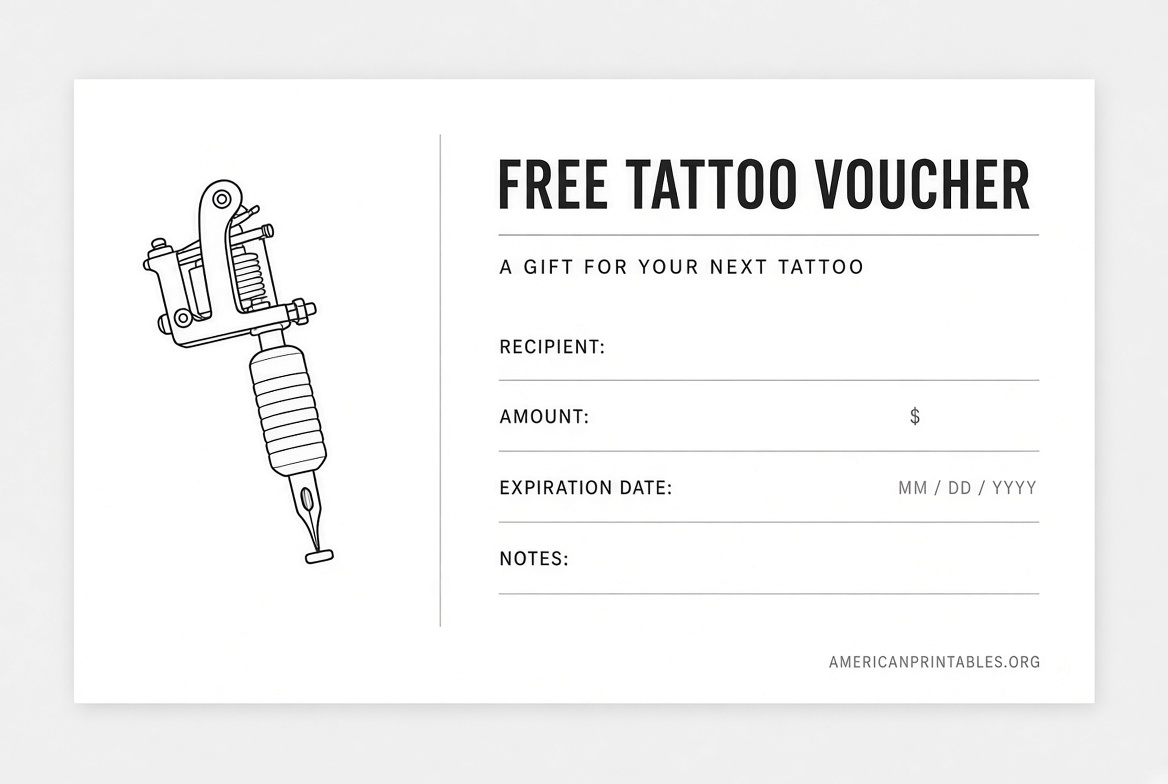 Free Printable Tattoo Voucher Template Guide (4)
