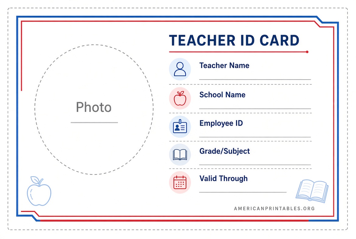 Free Printable Teacher ID Card Templates (USA) (1)
