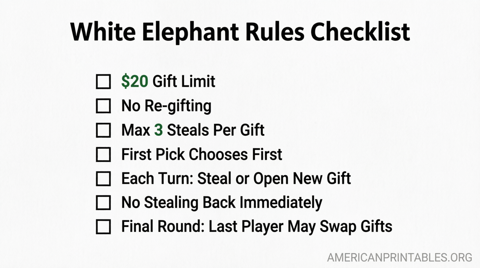 Free Printable White Elephant Rules (PDF) (2)