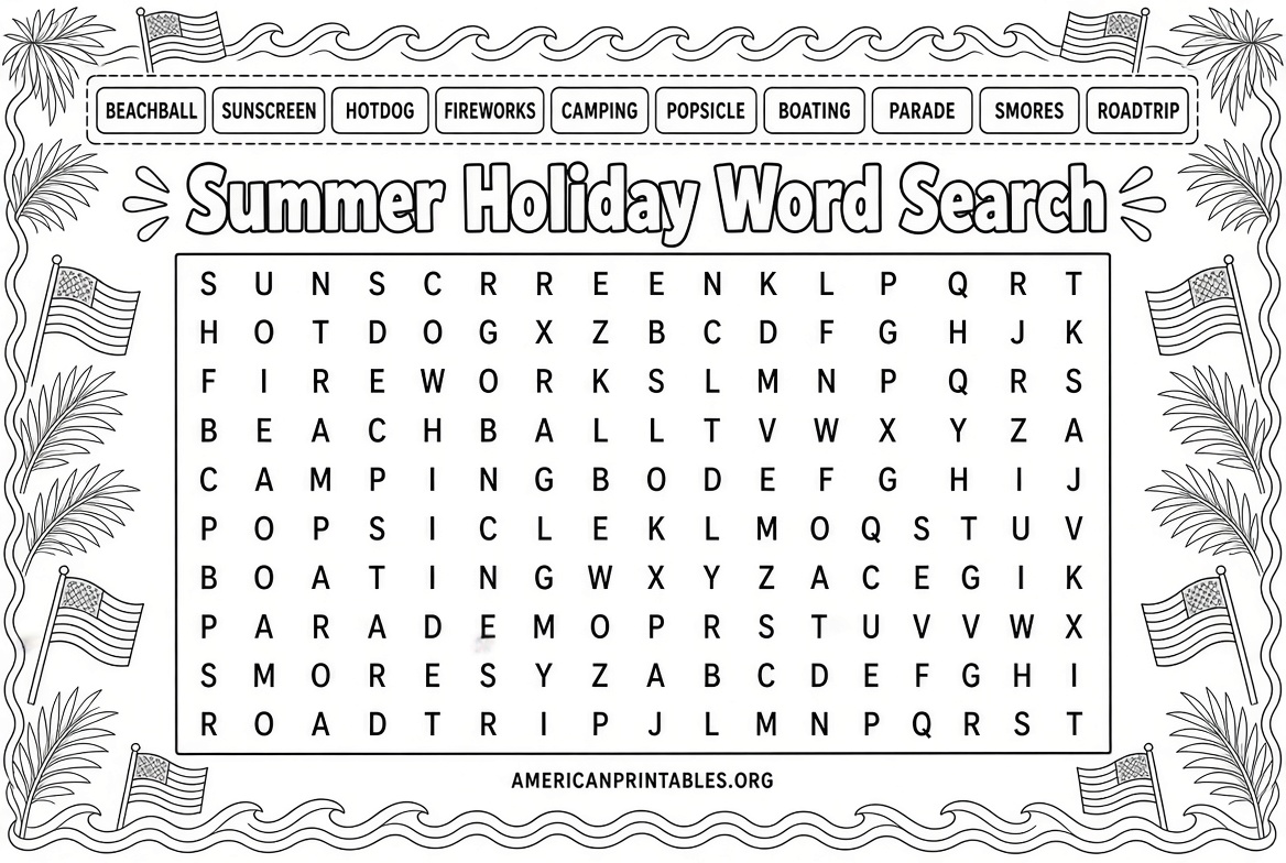 Free Summer Holiday Word Search Printables (3)