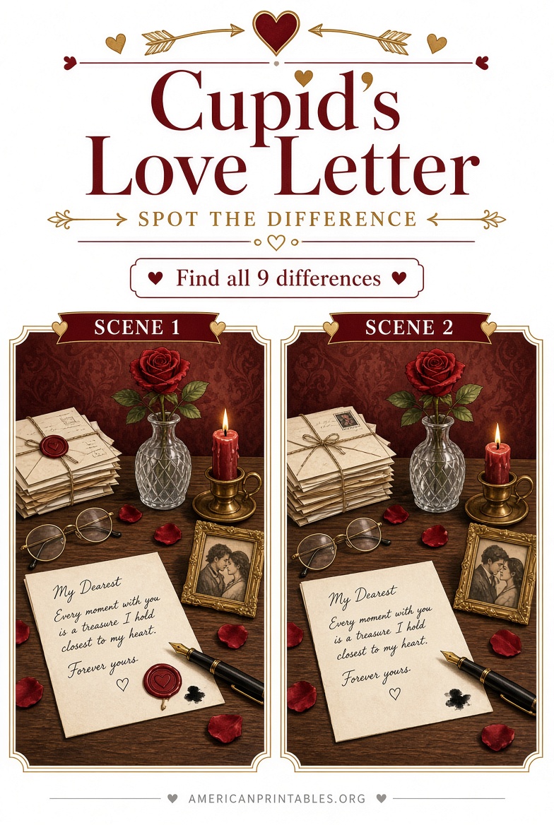 Free Valentine’s Spot the Difference for Adults (2)