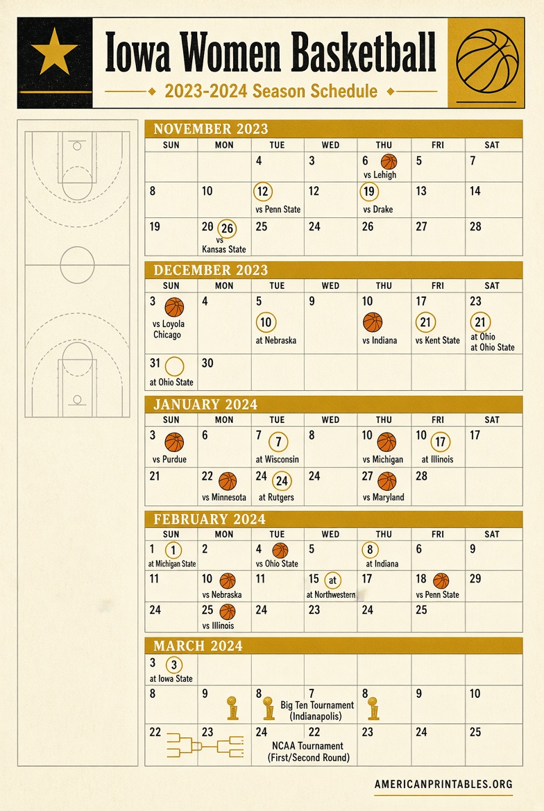 Iowa Women's Basketball Schedule 2023-24 Printable (2)