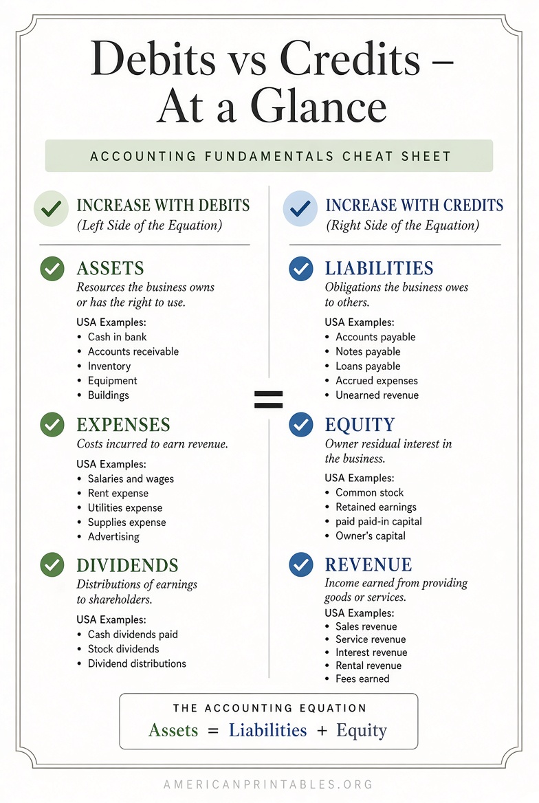 Printable Debits and Credits Cheat Sheet (Free) (2)