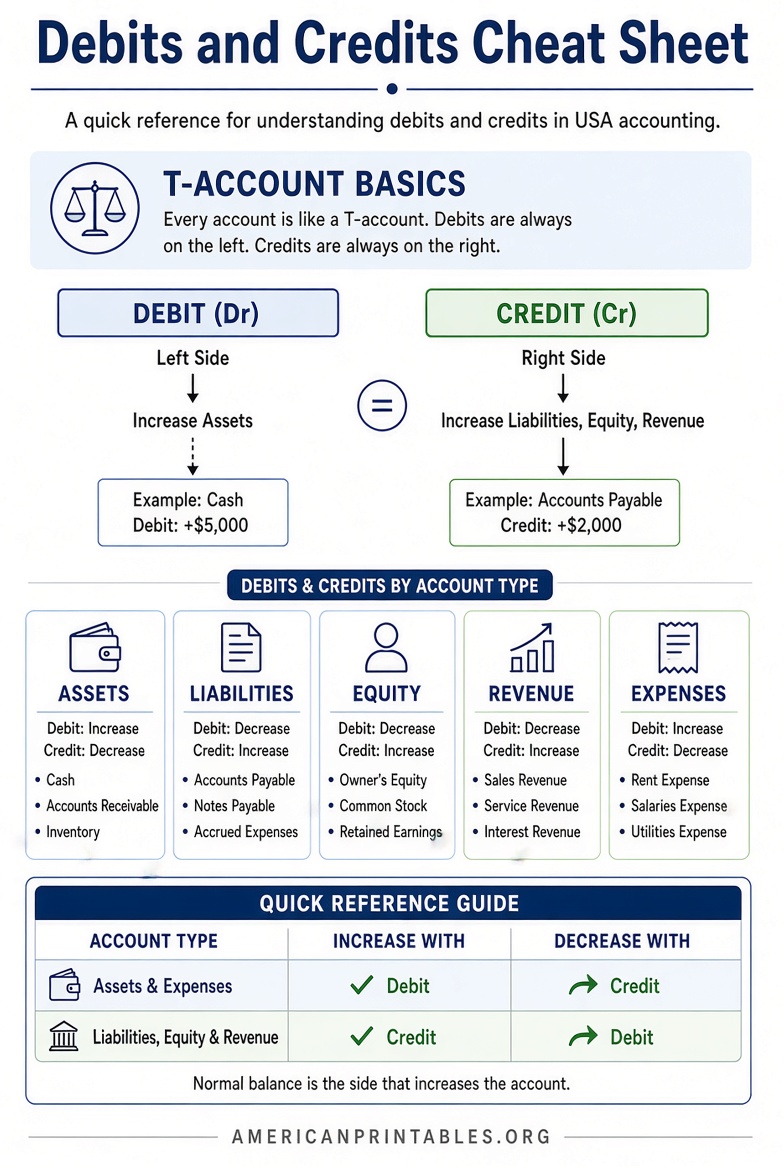 Printable Debits and Credits Cheat Sheet (Free) (4)