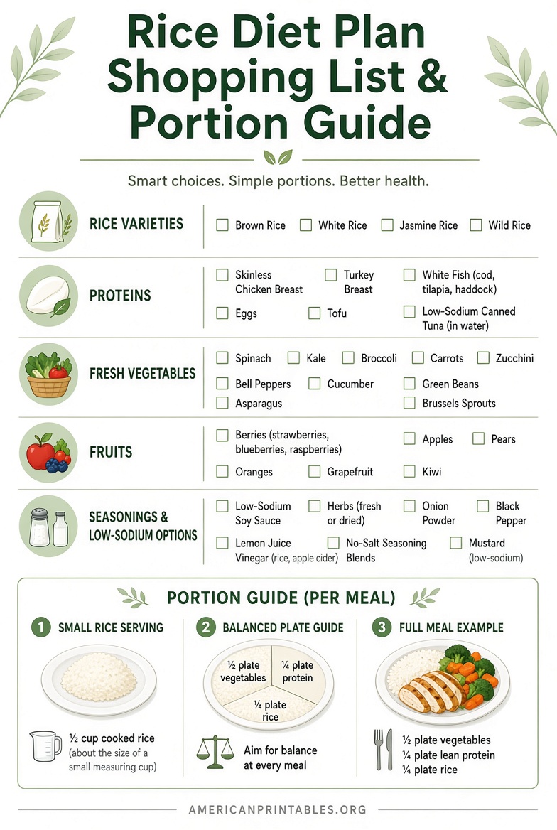 Rice Diet Plan Menu Free Printable Guide (3)