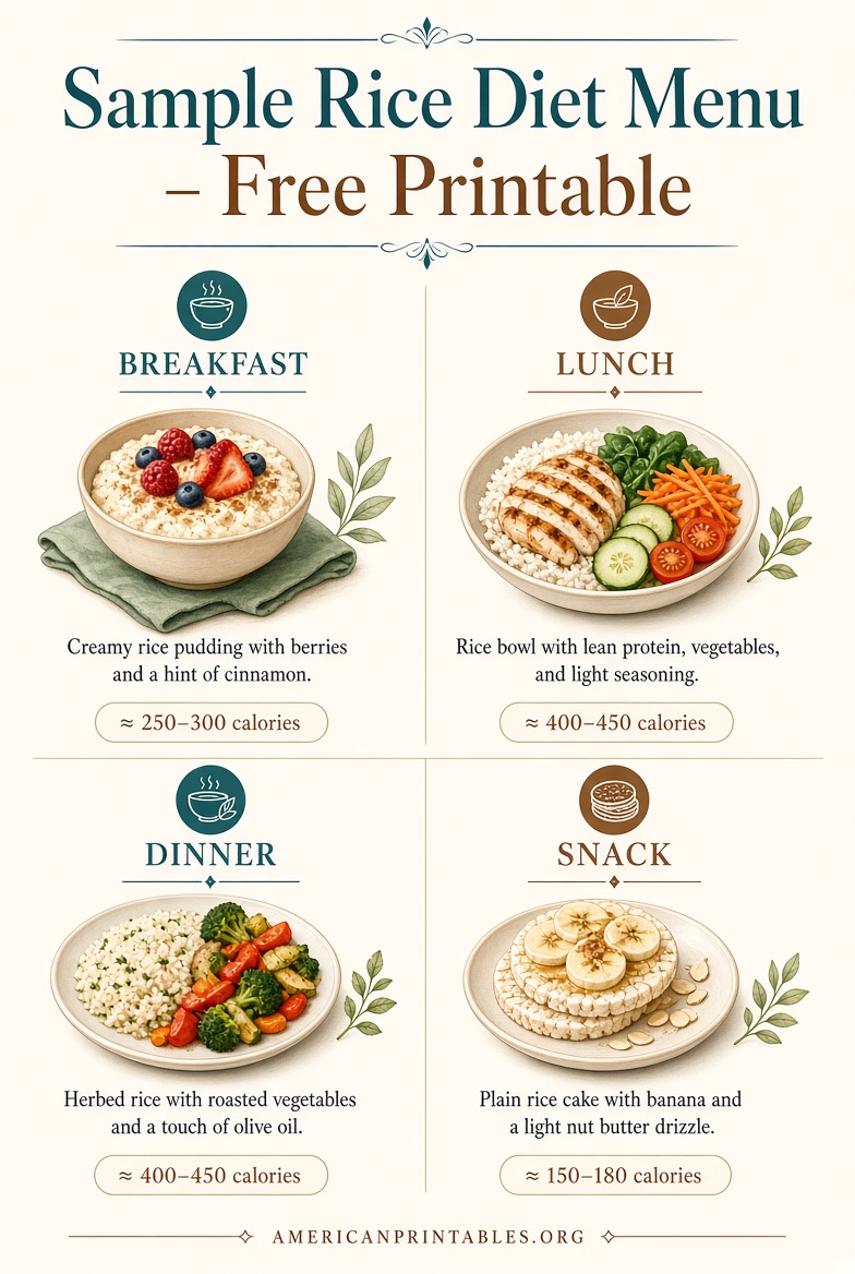 Rice Diet Plan Menu Free Printable Guide (4)