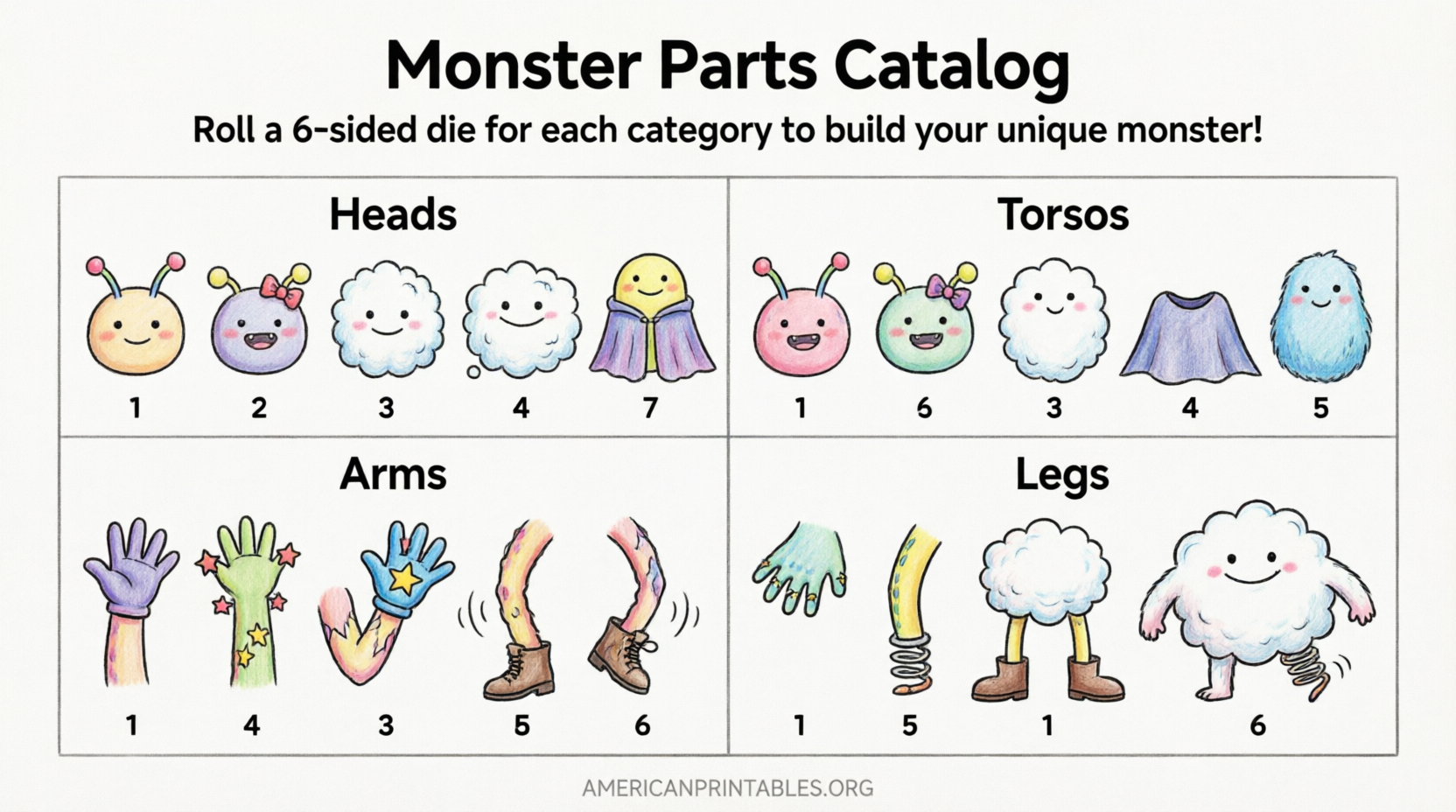 Roll A Monster Free Printable Fun Kids Dice Game (2)