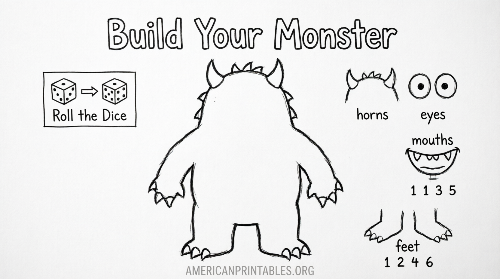Roll A Monster Free Printable Fun Kids Dice Game (4)