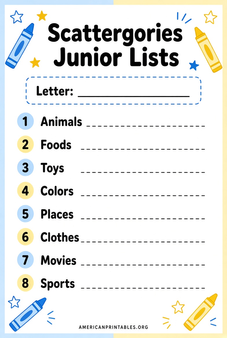Scattergories Junior Lists Printable Free Guide (1)