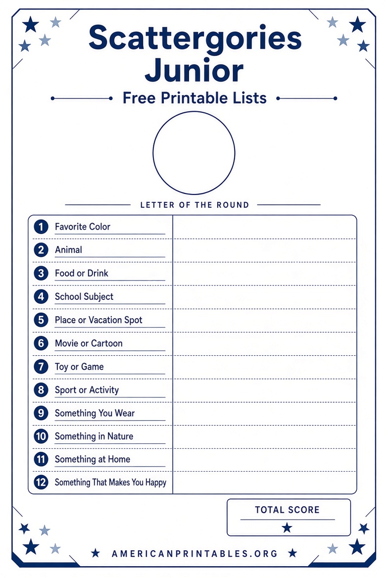 Scattergories Junior Lists Printable Free Guide (2)